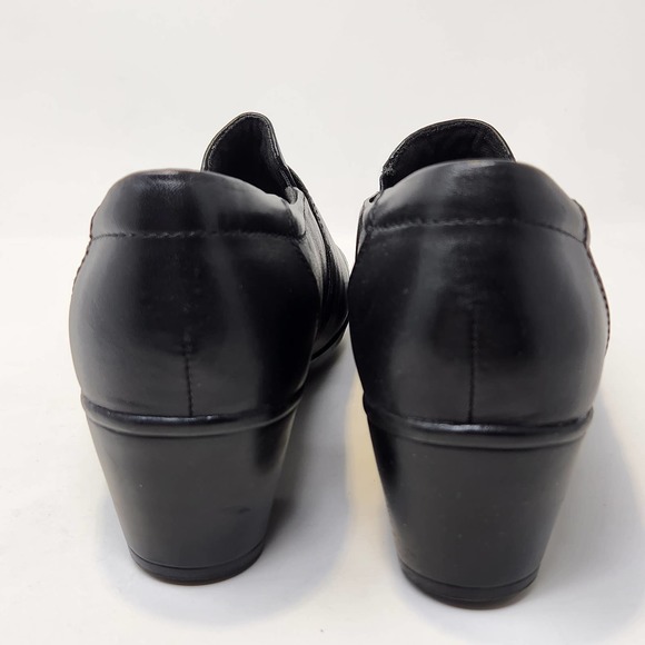 Clarks Bendables Black Leather Heeled Slip On Shoes 7.5M Ingalls Atlantic Loafer - Picture 7 of 10